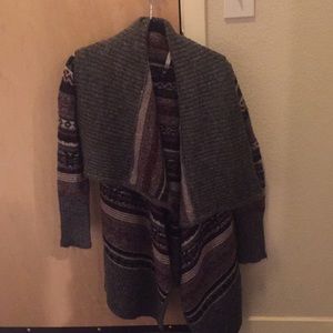 Purple, grey and black patterned sweater